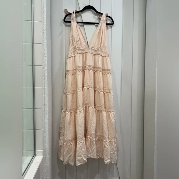 Free People Lily of The Valley Midi Dress - Peachy Keen - Xs - Picture 1 of 16